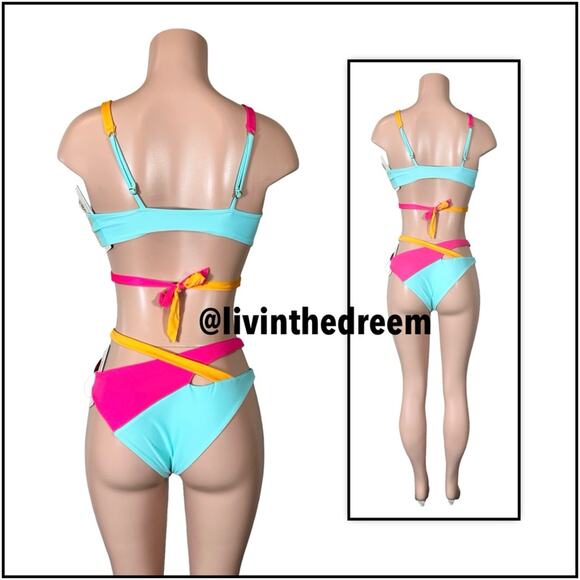 Beach Bunny Color Blocked Skylar Wrap Bikini $220 - Picture 7 of 14